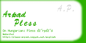 arpad pless business card